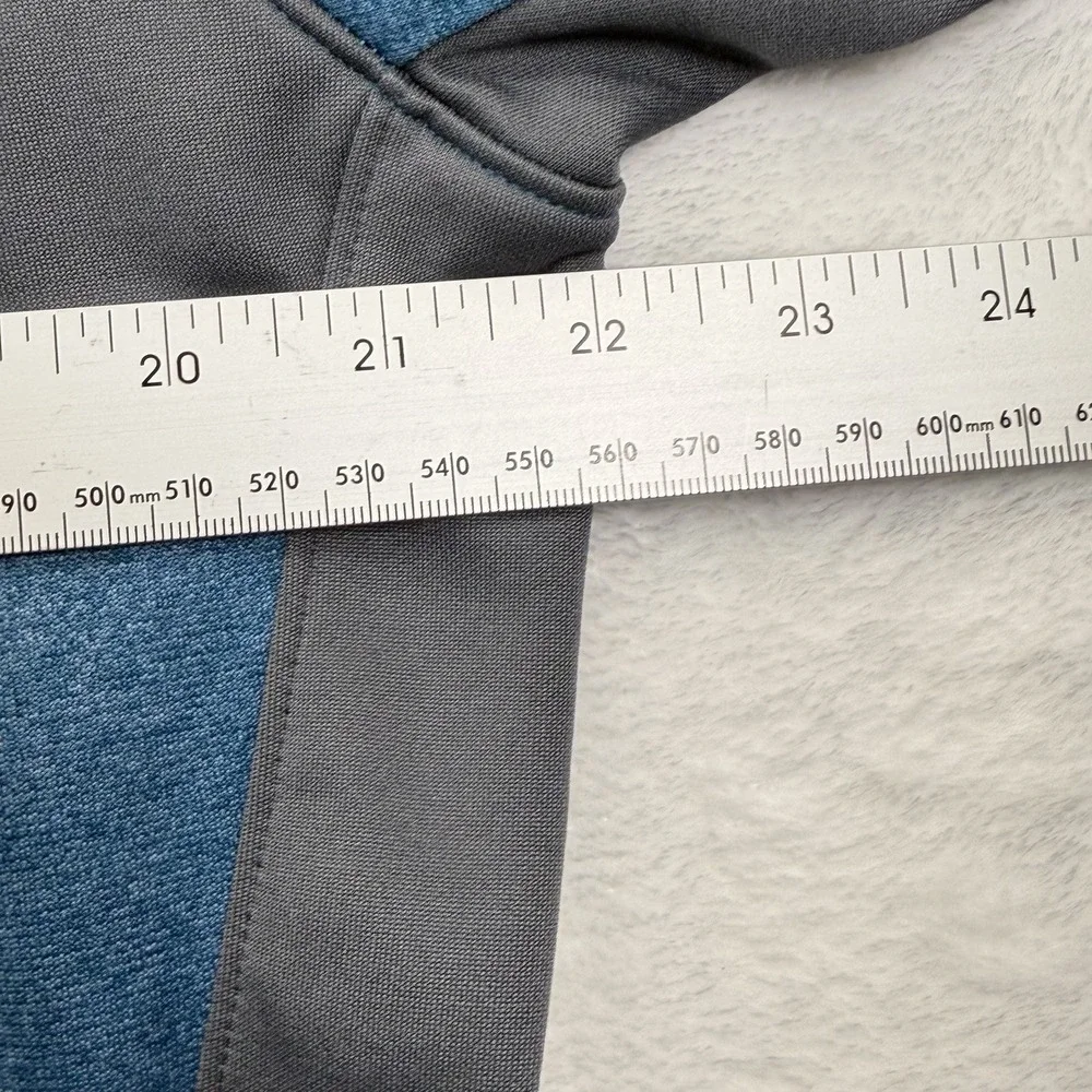 Columbia Men's Full Zip Hooded Fleece Jacket Medium Blue/Gray Colorblock Pockets